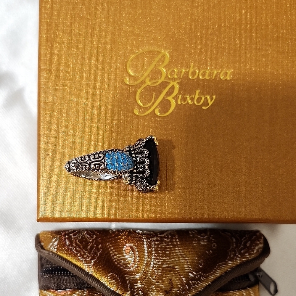 Barbara Bixby Sterling Silver And 18kt Gold Smoky Topaz Ring Sz 8 - Picture 2 of 7
